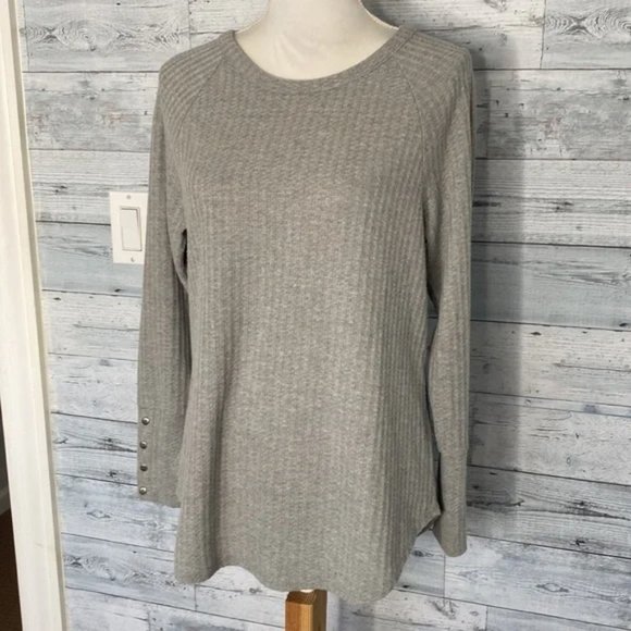 NWT CHASER Small (will fit m also) Gray Oversized Thermal Shirt Button Cuffs - Picture 9 of 9